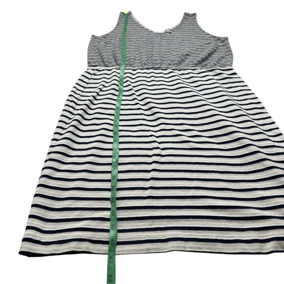 THREE DOTS Multi Stripe Terry Knit Sleeveless Dress Size XL Navy Blue Ivory Soft - Picture 10 of 10